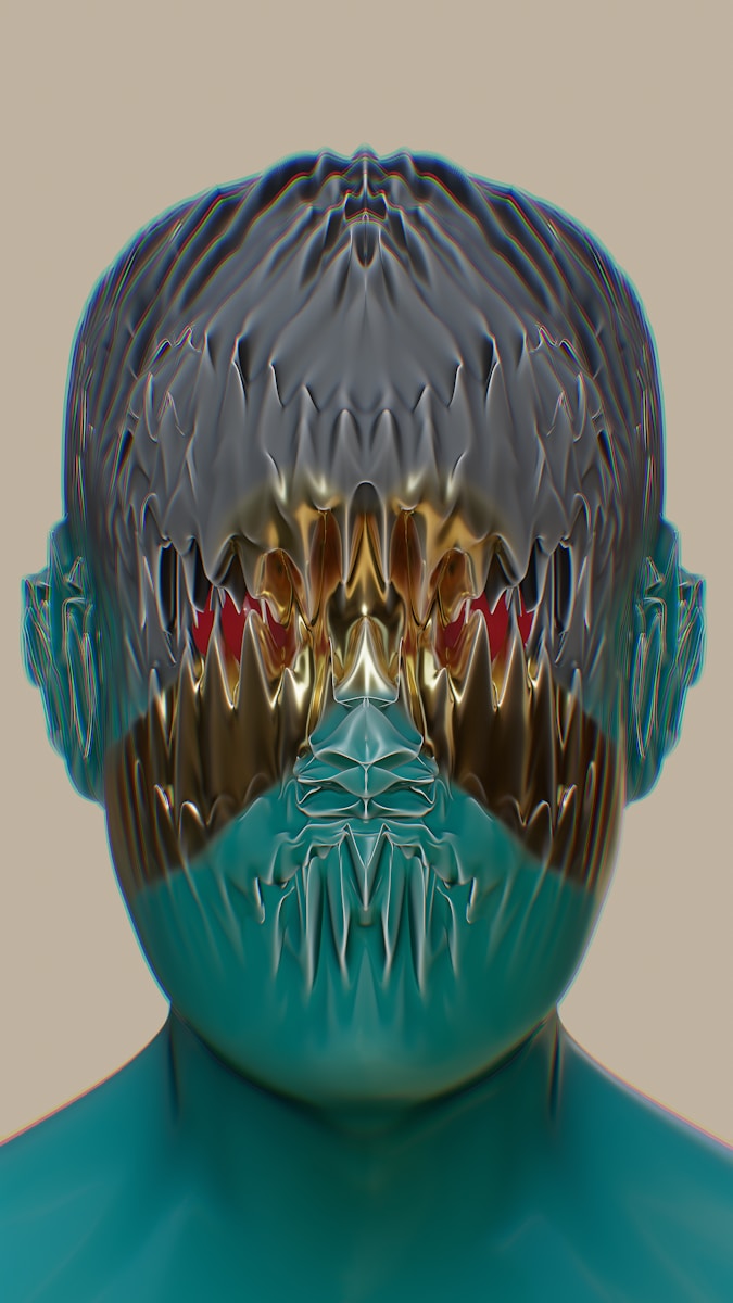 a computer generated image of a man's face and neck
